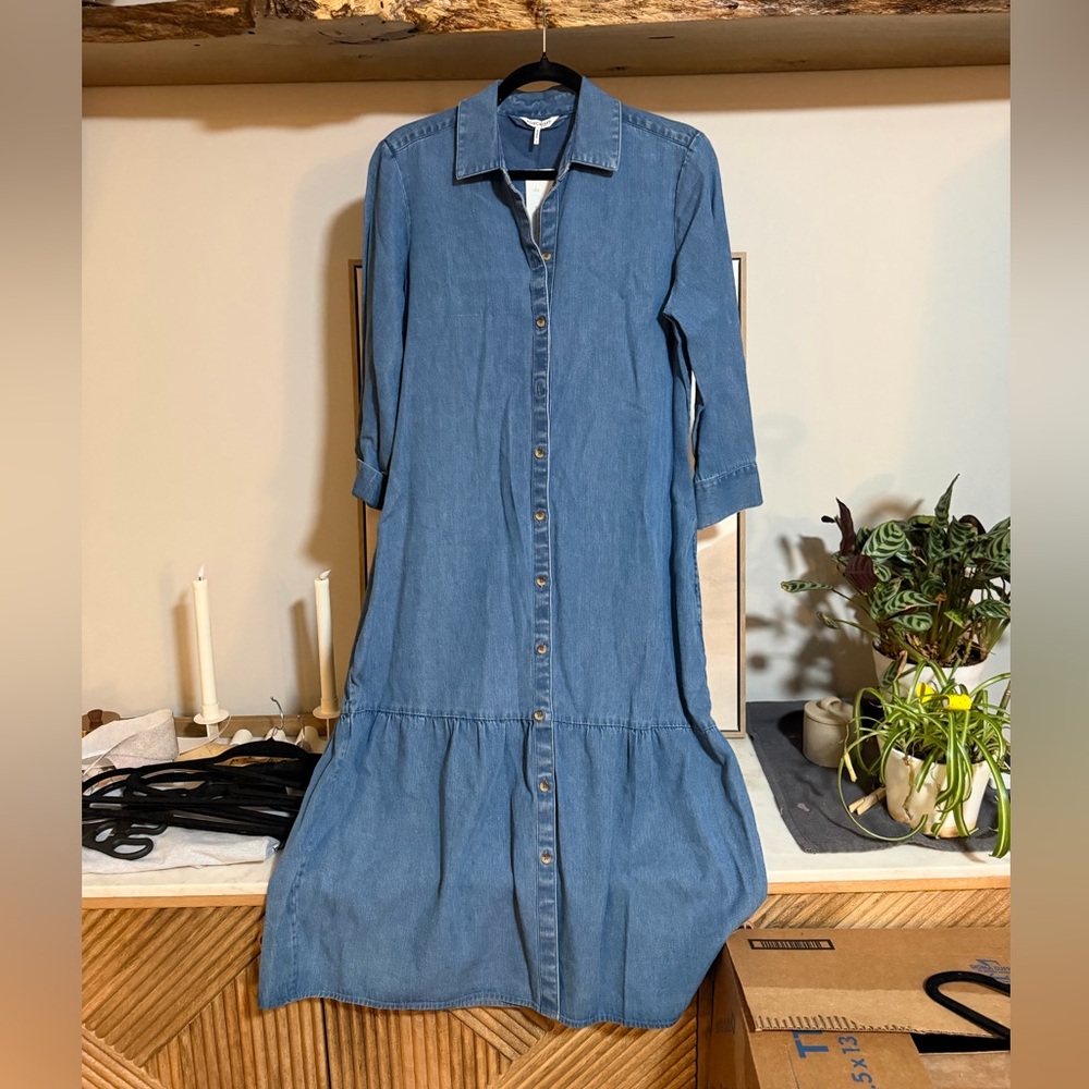 NWT Foxcroft Denim Blue Midi Dress